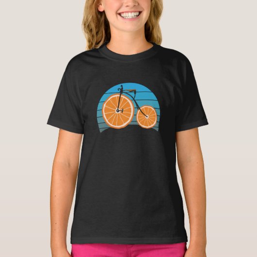 Penny Farthing Bicycle Oranje Wheels T-shirt (Voorkant)