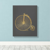  Penny Farthing Bike Black Gold Glitter Canvas Afdruk (Insitu (Houten vloer))