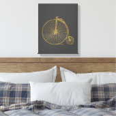  Penny Farthing Bike Black Gold Glitter Canvas Afdruk (Insitu (Slaapkamer))