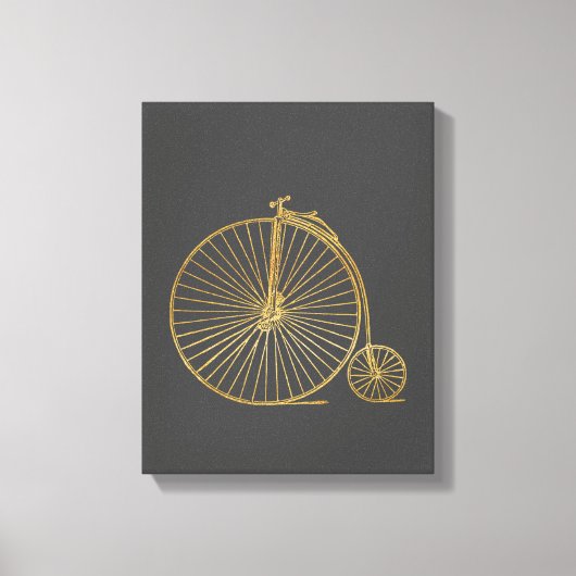 Penny Farthing Bike Black Gold Glitter Canvas Afdruk (Voorkant)