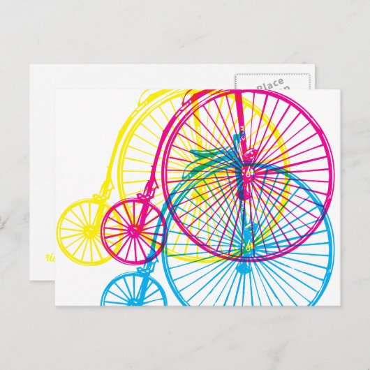 Penny Farthing CMYK Briefkaart (Voorkant / Achterkant)