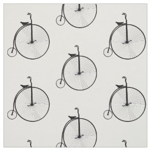 Penny farthing Cycle Theme Bicycle Print Fabric Stof