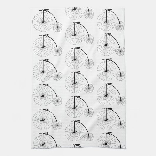 Penny Farthing Fietsontwerp Theedoek (Verticaal)