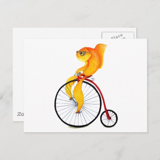 Penny Farthing Fish Briefkaart (Voorkant / Achterkant)