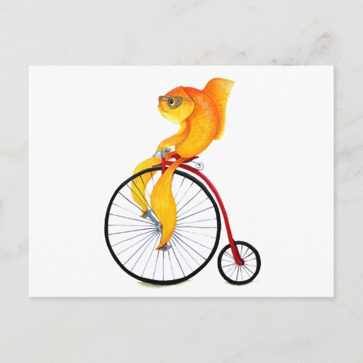 Penny Farthing Fish Briefkaart (Voorkant)