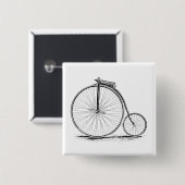 Penny Farthing  High-Wheel Bicycle Vierkante Button 5,1 Cm (Voorkant /achterkant)