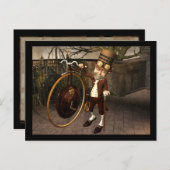 Penny Farthing Steampunk Briefkaart (Voorkant / Achterkant)