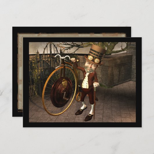 Penny Farthing Steampunk Briefkaart (Voorkant / Achterkant)