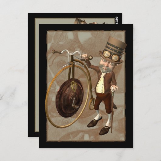 Penny Farthing Steampunk Briefkaart (Voorkant / Achterkant)