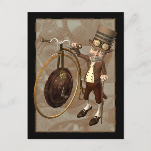 Penny Farthing Steampunk Briefkaart (Voorkant)