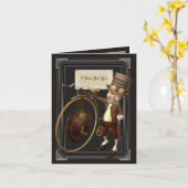 Penny Farthing Steampunk Notecards Kaart (Gele Bloem)