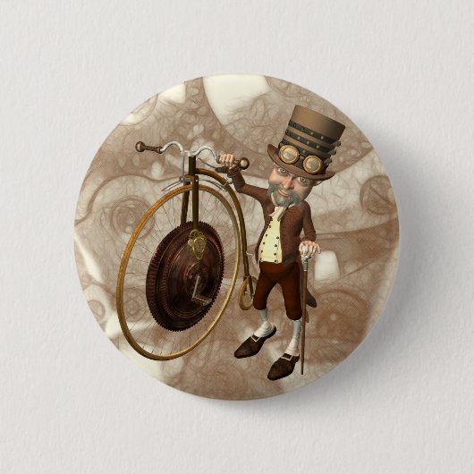 Penny Farthing Steampunk Ronde Button 5,7 Cm (Voorkant)