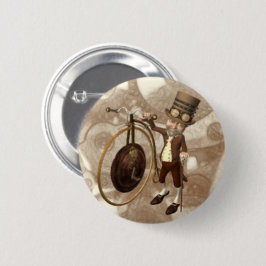 Penny Farthing Steampunk Ronde Button 5,7 Cm (Voorkant /achterkant)