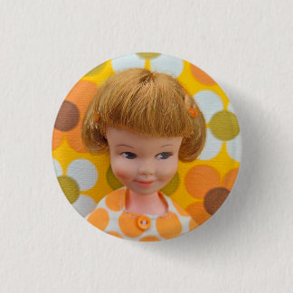Penny Flower Power Geel en Olijfgroen Ronde Button 3,2 Cm