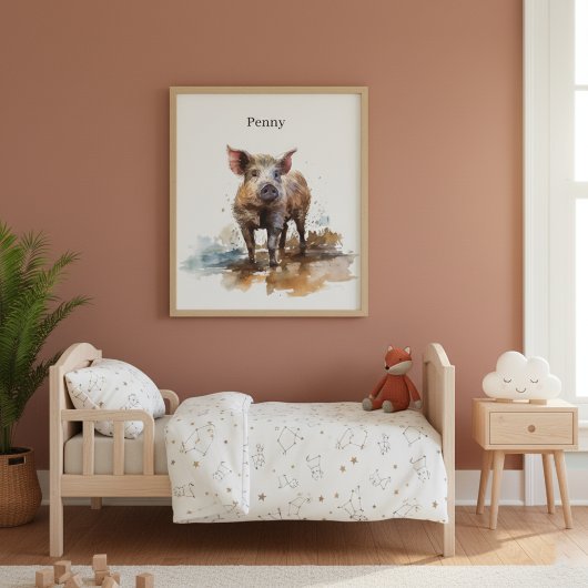 Penny het speelse biggetje, op maat poster