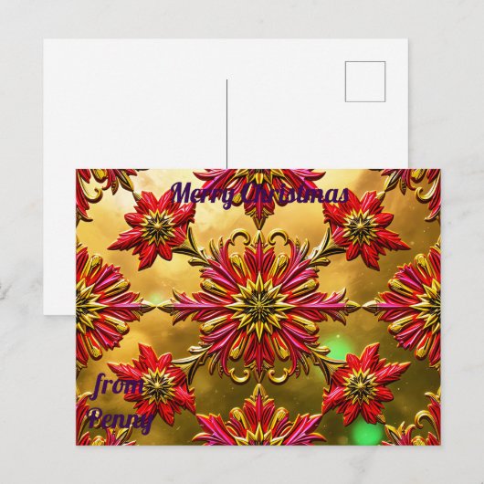 PENNY ~ KERST ~ 3D bloempatroon ~ Briefkaart (Voorkant / Achterkant)