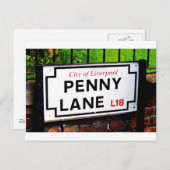 penny lane Liverpool England-teken Briefkaart (Voorkant / Achterkant)