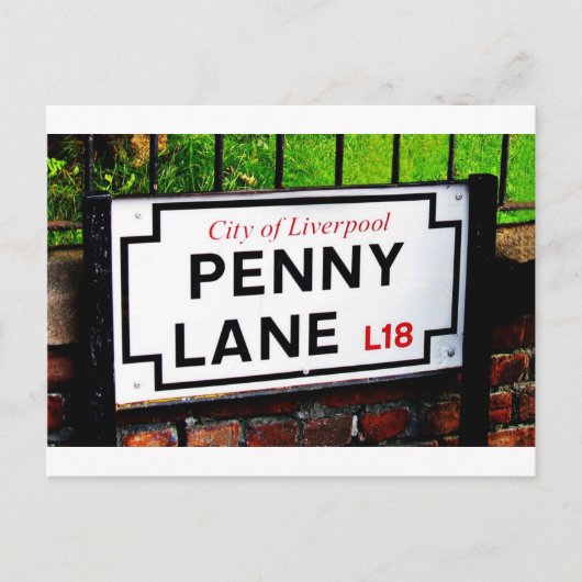 penny lane Liverpool England-teken Briefkaart (Voorkant)