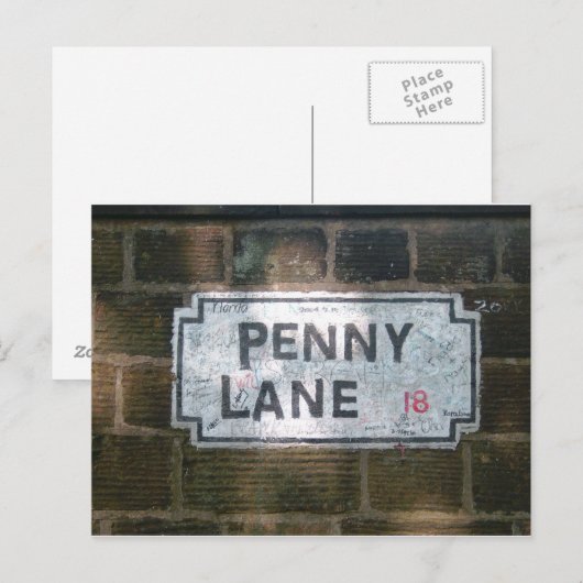 Penny Lane Street Sign Briefkaart (Voorkant / Achterkant)