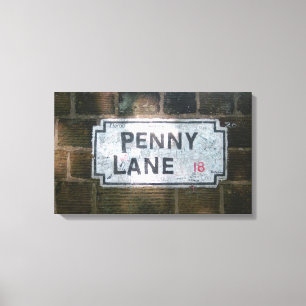 Penny Lane Street Sign Canvas Afdruk