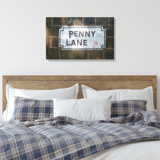 Penny Lane Street Sign Canvas Afdruk (Insitu (Slaapkamer))