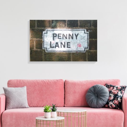 Penny Lane Street Sign Canvas Afdruk (Insitu (Woonkamer))