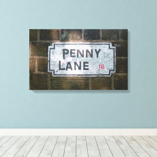 Penny Lane Street Sign Canvas Afdruk (Insitu (Houten vloer))
