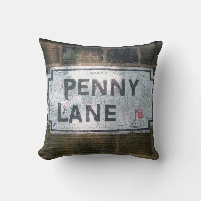 Penny Lane Street Sign Kussen (Voorkant)
