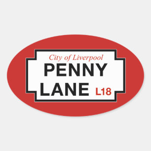 Penny Lane, Street Sign, Liverpool, Verenigd Konin Ovale Sticker