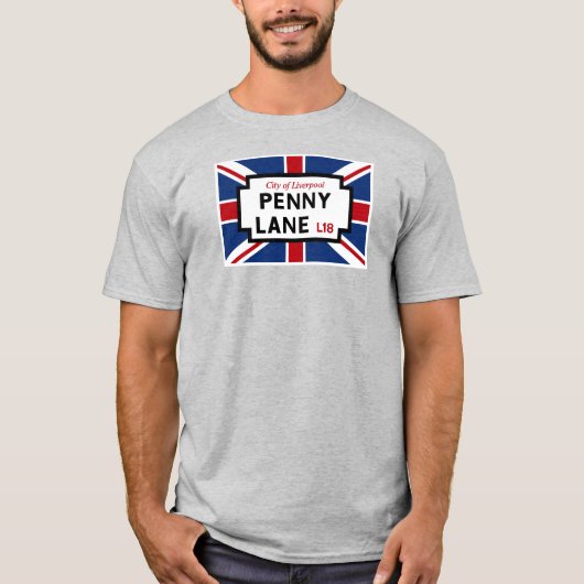 Penny Lane Street Sign. with Union Jack T-shirt (Voorkant)