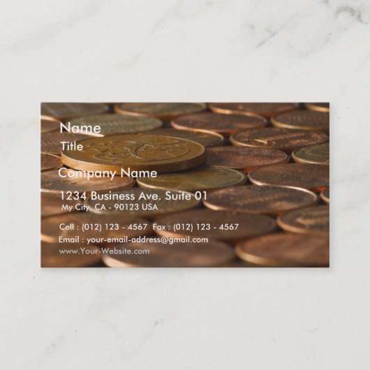 Penny Pennies Coins Money Visitekaartje (Voorkant)