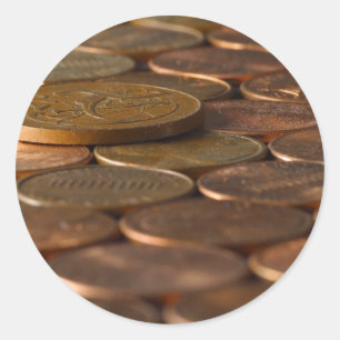 Penny Pennies Munten Geld Ronde Sticker