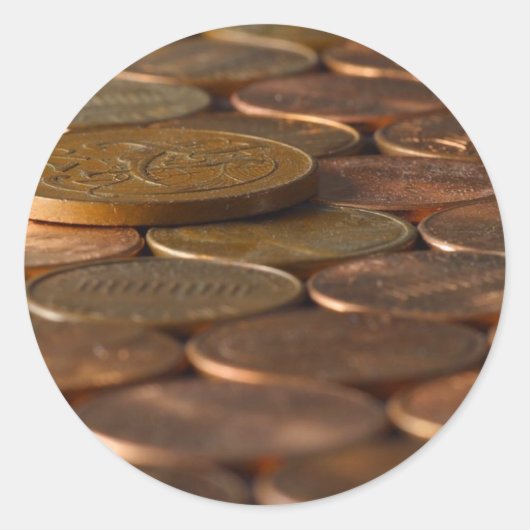 Penny Pennies Munten Geld Ronde Sticker (Voorkant)