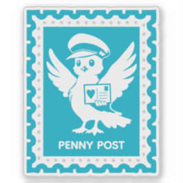 Penny Post Mascotte Postzegelontwerp Sticker