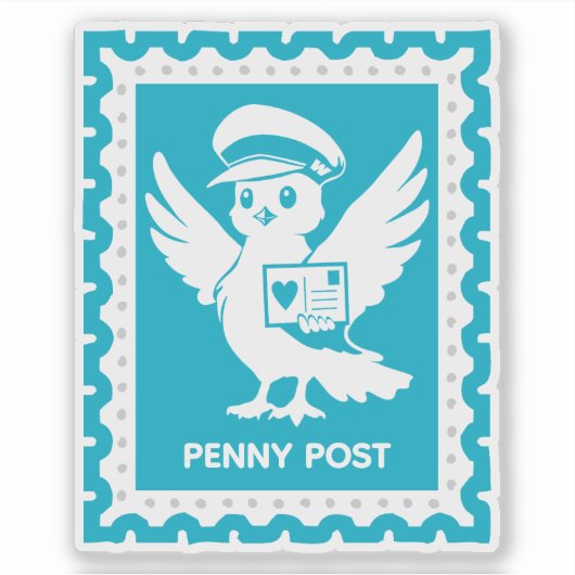 Penny Post Mascotte Postzegelontwerp Sticker (Voorkant)