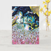 Penny the Morkie notecard Kaart (Gele Bloem)