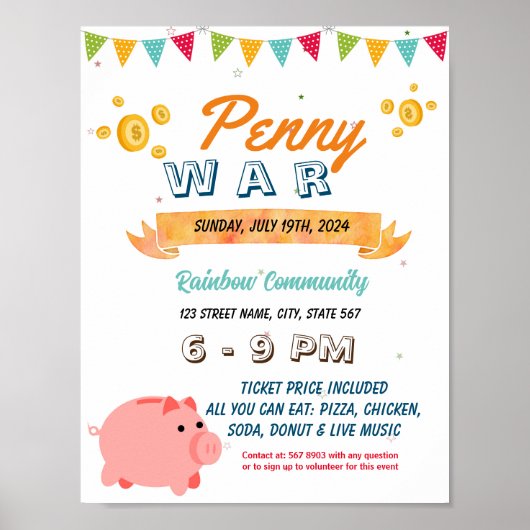 Penny War Flyer bewerkbare Sjabloon Poster (Voorkant)