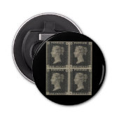Penny zwart stempel badge flesopener Button Flesopener (Voorkant)