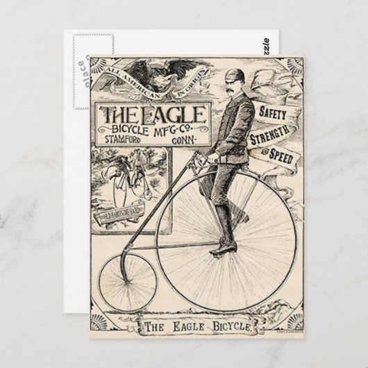 Pennyfarthing Old' Time Victoriaans Bicycle Ad Briefkaart (Voorkant / Achterkant)