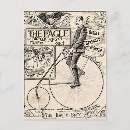 Pennyfarthing Old' Time Victoriaans Bicycle Ad Briefkaart (Voorkant)