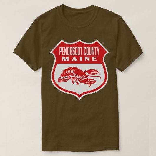 Penobscot County Maine Retro Shield Rood T-shirt (Design voorkant)