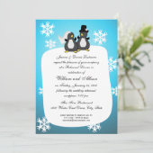 Penquin bruiloft repetitie diner kaart (Staand voorkant)