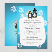 Penquin bruiloft repetitie diner kaart (Voorkant / Achterkant)