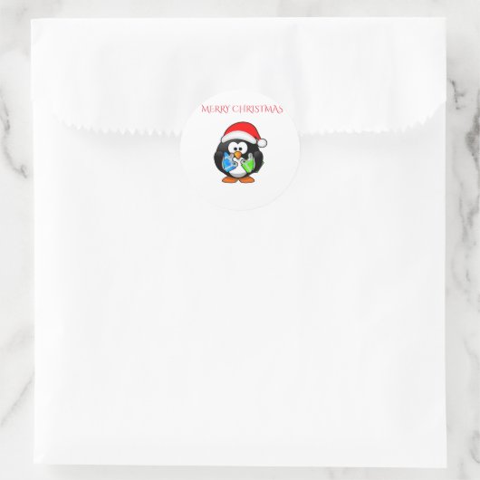 Penquin kerst stickers. ronde sticker (Tas)