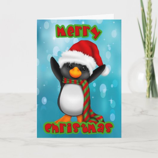 Penquin-kerstKaart Feestdagen Kaart (Voorkant)