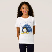 Penquin Party Meisjes Baby Doll (Fitted) T-shirt (Voorkant volledig)