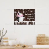 Penquin Snowflake Winter Baby shower Sign Poster (Keuken)