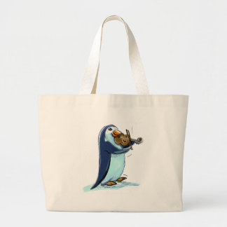 penquin violist player grote tote bag