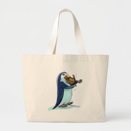 penquin violist player grote tote bag (Voorkant)