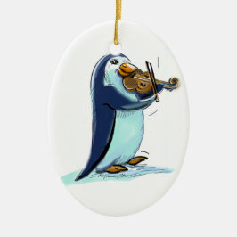 penquin violist player keramisch ornament